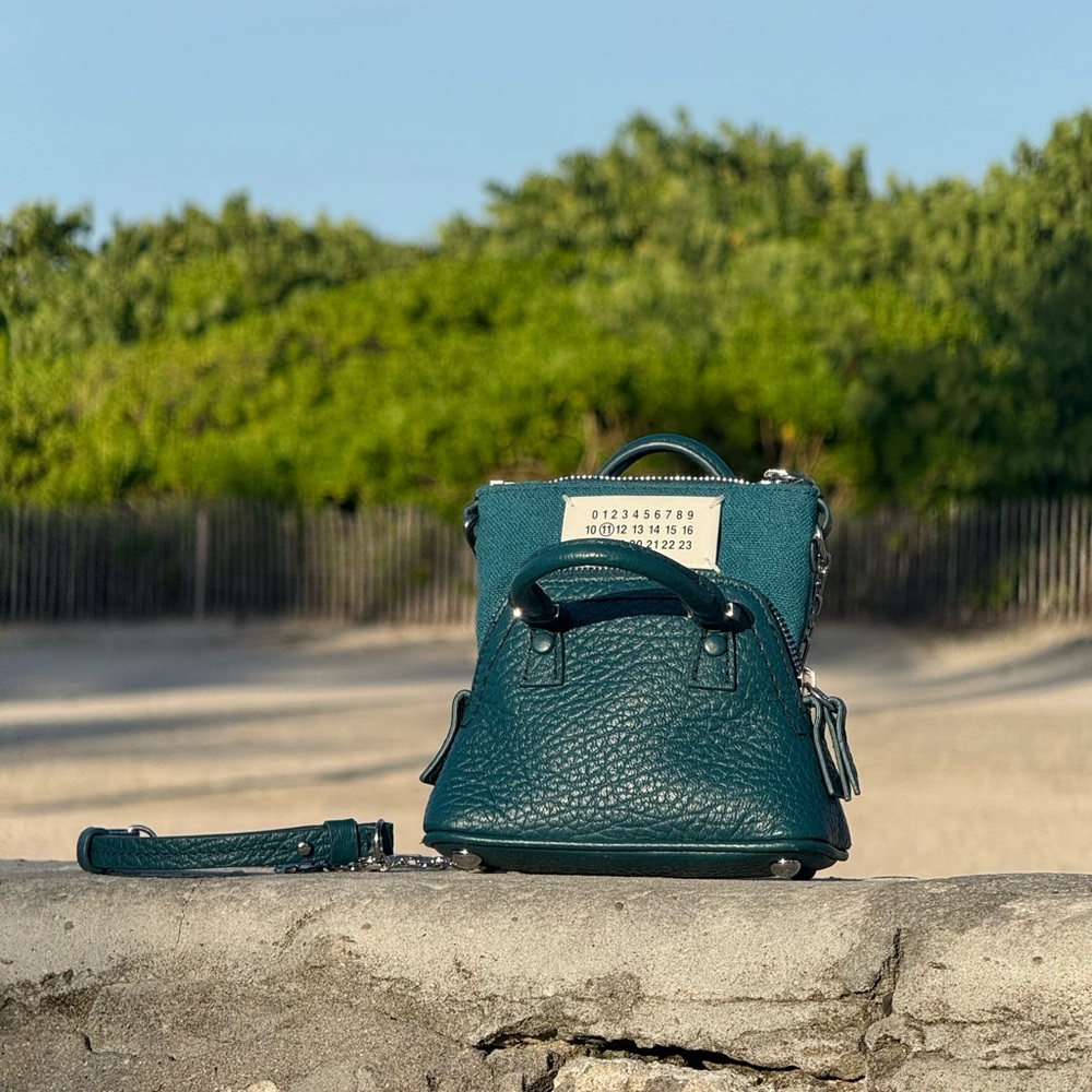 Maison Margiela 5AC Mini Bucket Bag in Teal Grained Leather